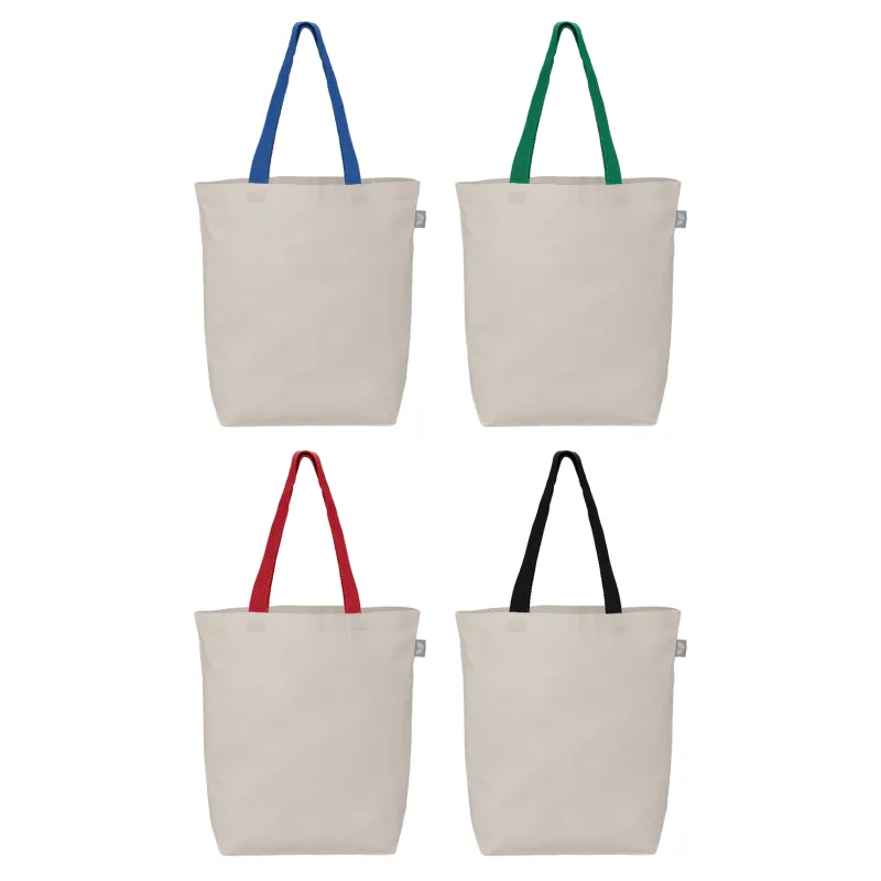5 oz Recycled Cotton Colored-Handle Shopping Tote