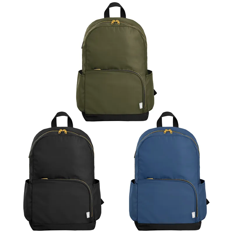 20 L rPET Dual-Pocket Gold-Zip Laptop Backpack