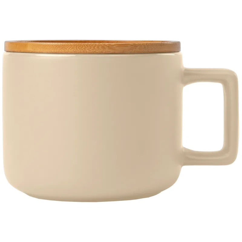 Café Virtuoso - 12 oz. Ceramic Mug with Bamboo Lid view 3