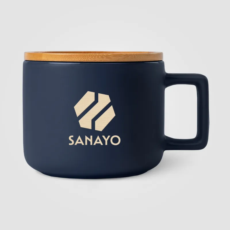 Café Virtuoso - 12 oz. Ceramic Mug with Bamboo Lid - Ceram-X