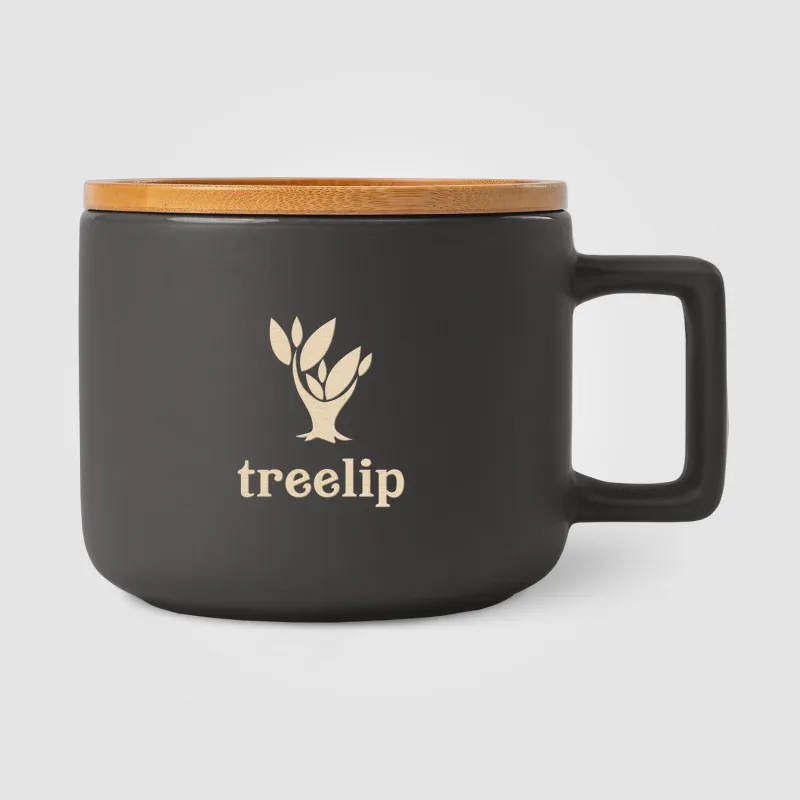 Café Virtuoso - 12 oz. Ceramic Mug with Bamboo Lid - Ceram-X view 3