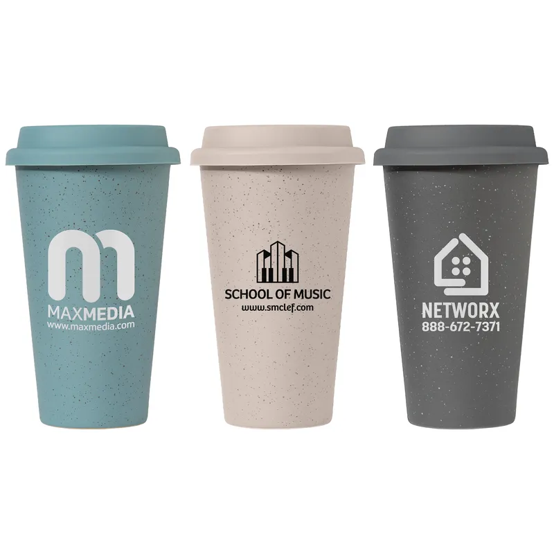9 oz Double-Wall Ceramic Tumbler with Silicone Lid