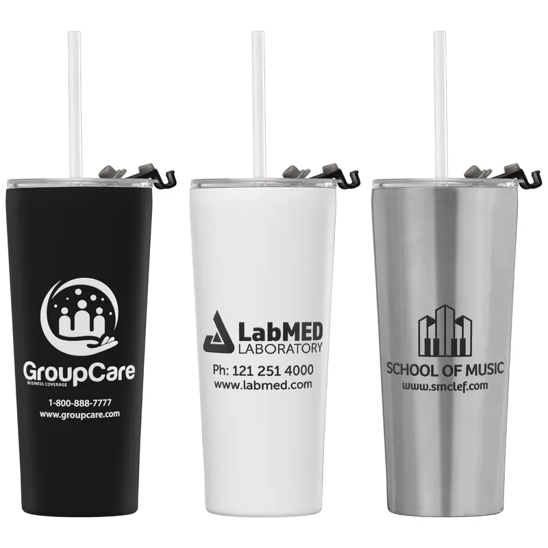 21 oz Double-Wall Stainless Tumbler with Straw