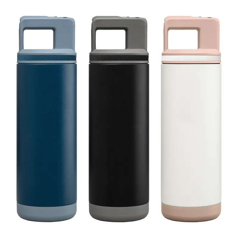 20 oz Stainless Steel Flip-Straw Bottle view 5