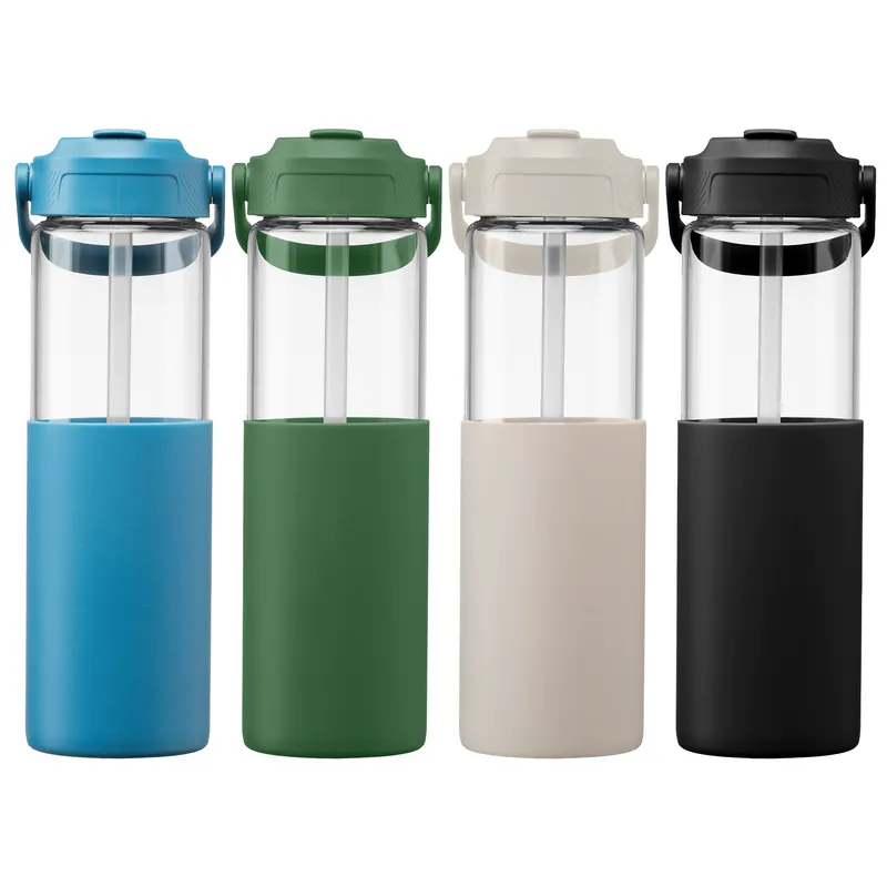 20 oz Glass Straw Bottle with Silicone Sleeve