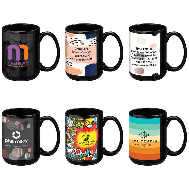 15 oz Full-Color Black Ceramic Mug