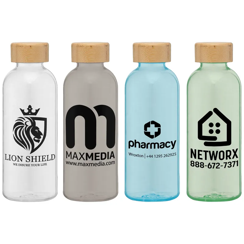 22 oz rPET Water Bottle with Bamboo Lid view 6