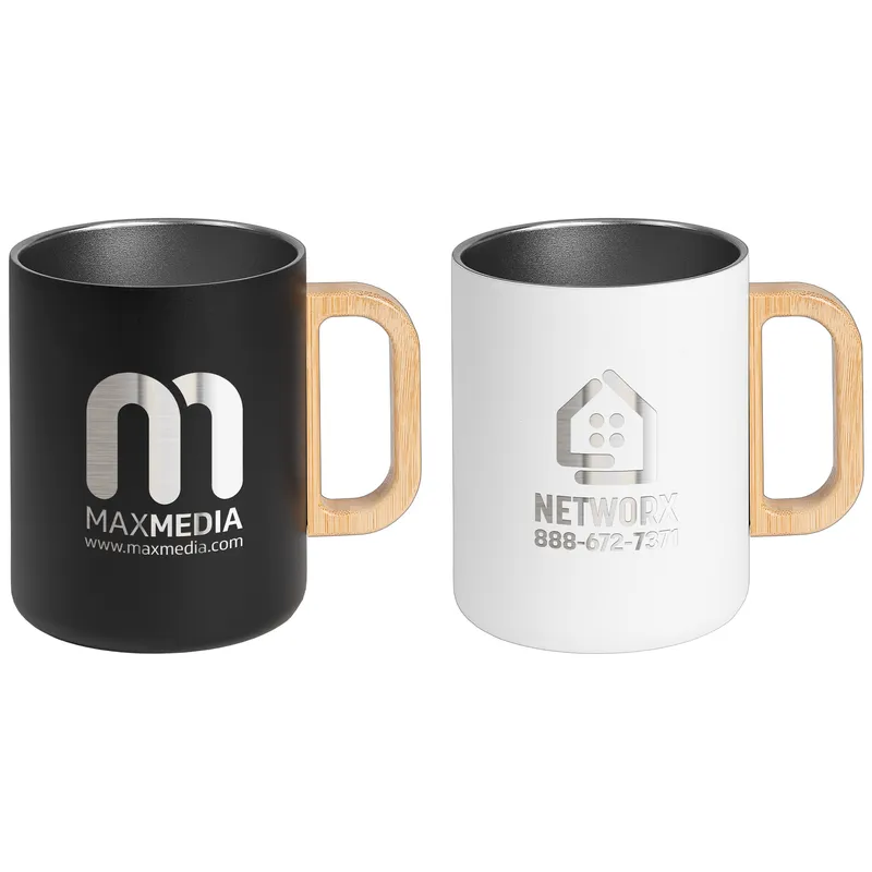 18 oz Stainless Steel Mug with Bamboo Handle view 4