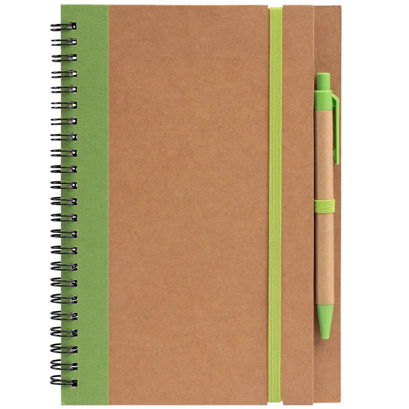Kraft Hard Cover Spiral Notebook with Pen view 3
