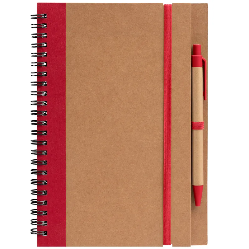 Kraft Hard Cover Spiral Notebook with Pen view 2