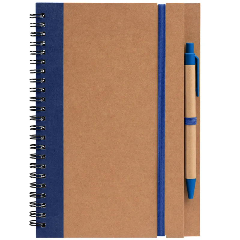 Kraft Hard Cover Spiral Notebook with Pen