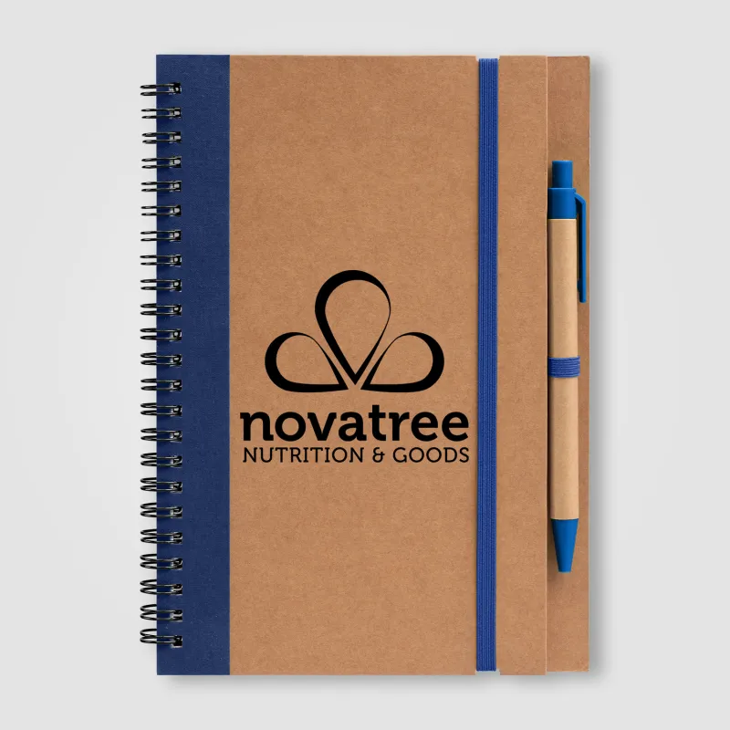 Kraft Hard Cover Spiral Notebook with Pen view 5